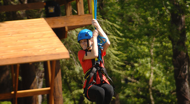 Girl on zip line